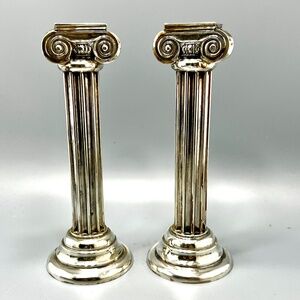 Pair Of Silver Corinthian Column Candlesticks Marked 925
